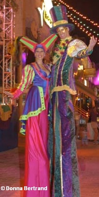 Stiltwalkers at Parti Gras at Pleasure Island