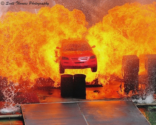 Lights Motors Action Stunt Show Car in Flames